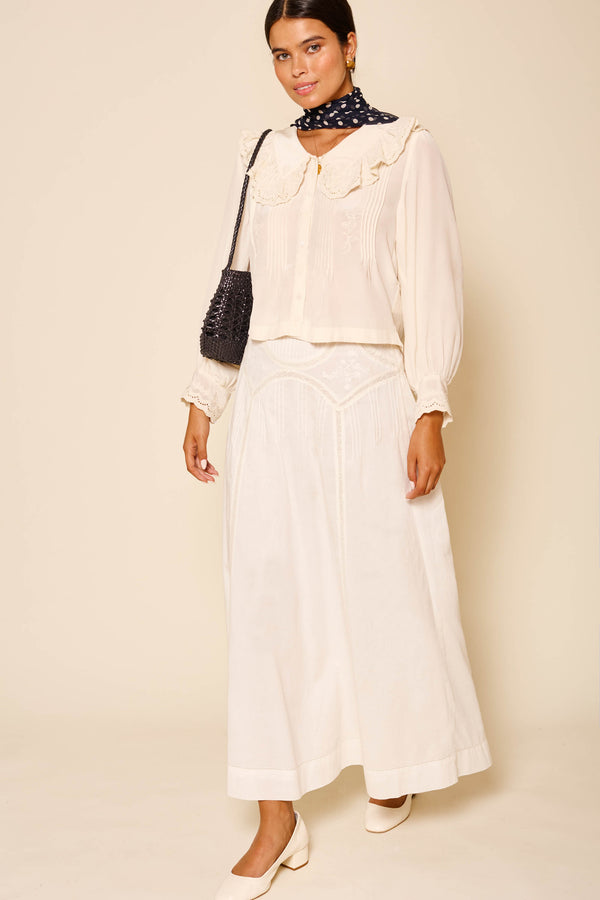 Rixo Percy Silk Blouse Pearl