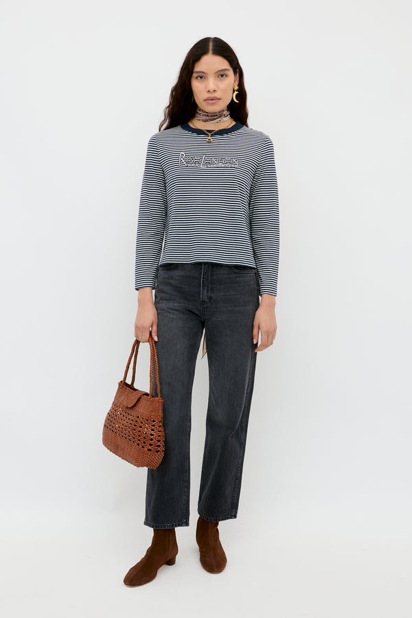 Rixo Phaedra Cotton T Shirt Marley Navy