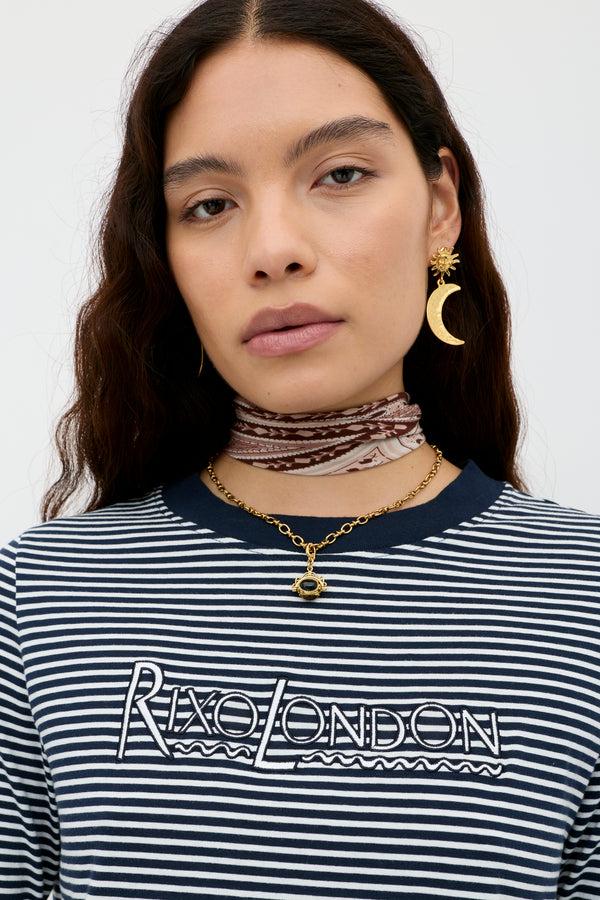 Rixo Phaedra Cotton T Shirt Marley Navy