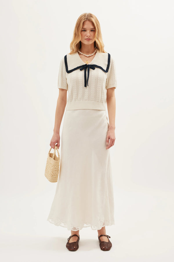 Rixo Pippa Knitted Top Ivory