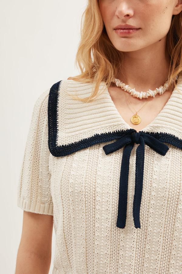 Rixo Pippa Knitted Top Ivory