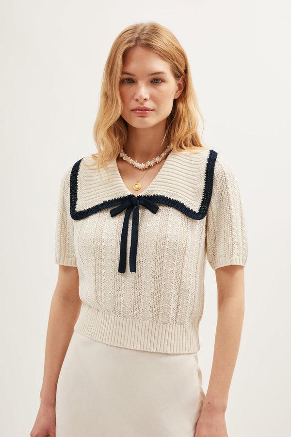 rixo Pippa Knitted Top Ivory