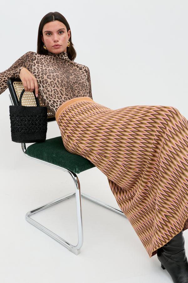 Rixo Polo Bodysuit Leopard Brown