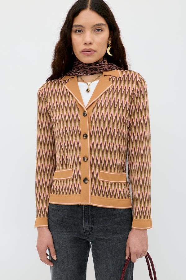 rixo Quinley Knitted Cardigan Maeve Jacquard Multi