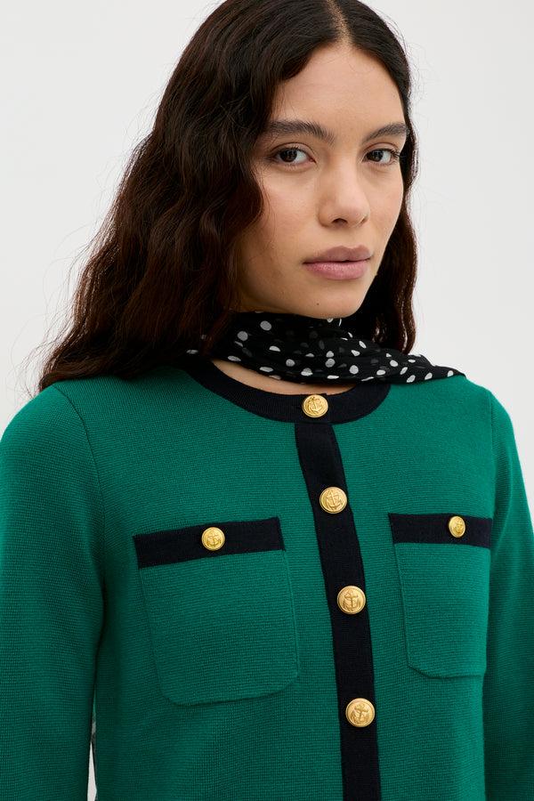 Rixo Raylene Merino Wool Cardigan Green