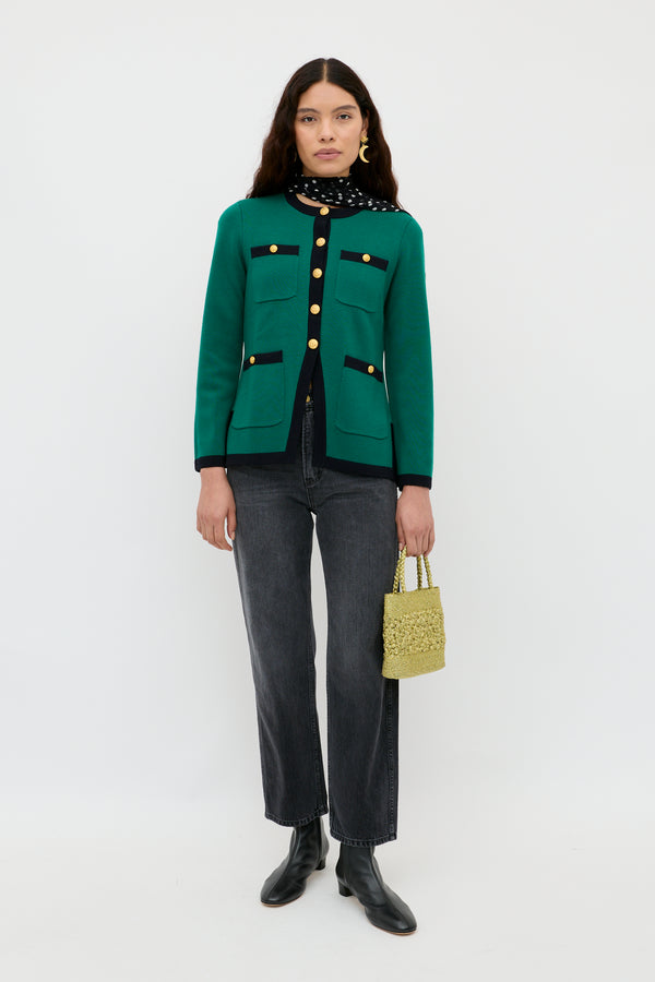 Rixo Raylene Merino Wool Cardigan Green