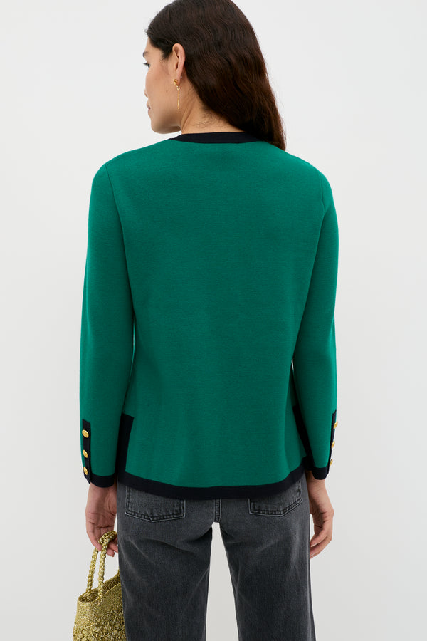 Rixo Raylene Merino Wool Cardigan Green