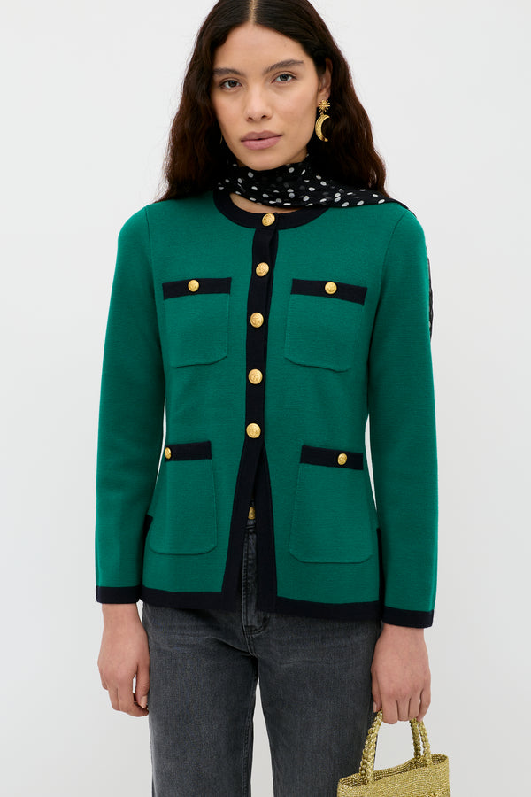 rixo Raylene Merino Wool Cardigan Green