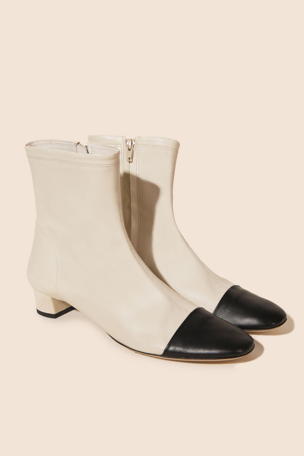 Rixo Rey Leather Boots Ivory