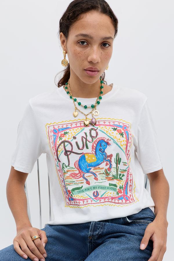 Rixo Ria Cotton T-Shirt Rider White