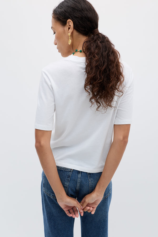 Rixo Ria Cotton T-Shirt Rider White