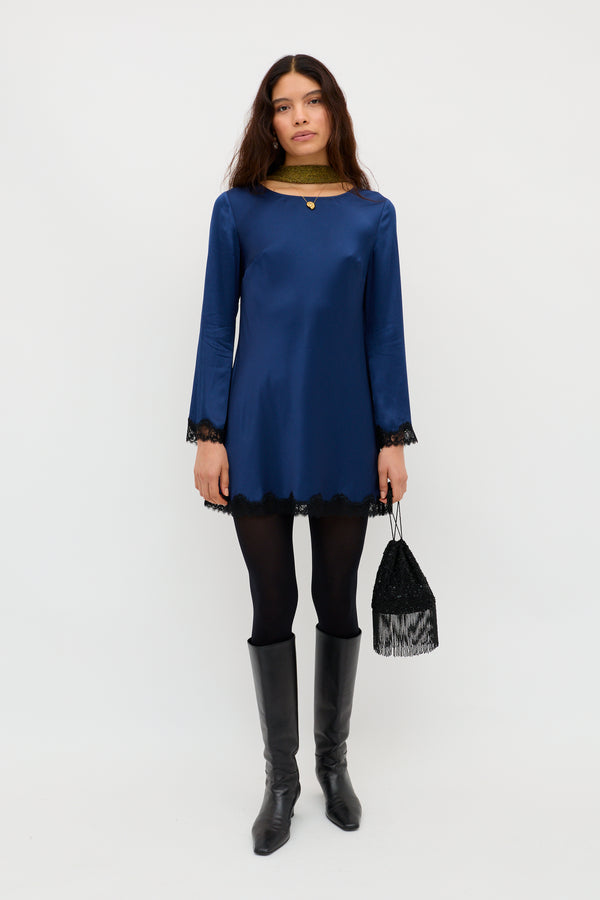 Rixo Ridley Mini Dress Midnight Navy