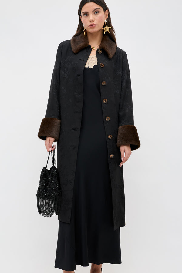 Rixo Rosamarie Satin Dress Black