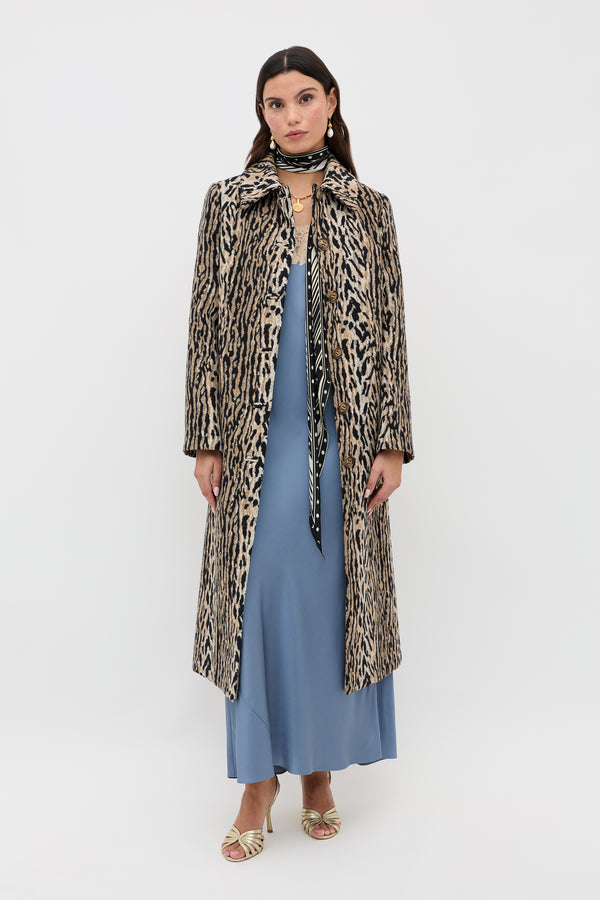 Rixo Rosamarie Satin Dress Stone Blue