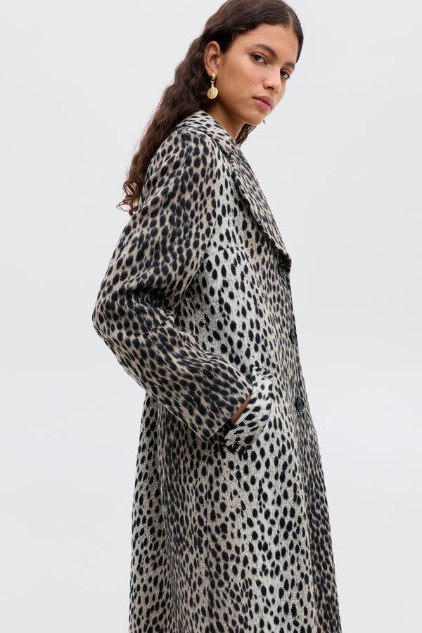 Rixo Rosemary Coat Antelope Spot Jacquard Black
