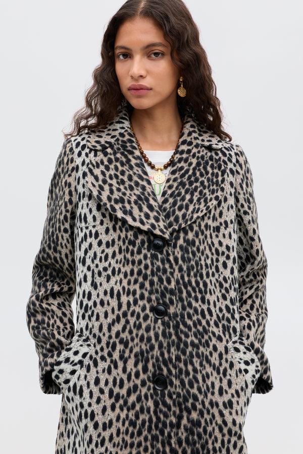 Rixo Rosemary Coat Antelope Spot Jacquard Black