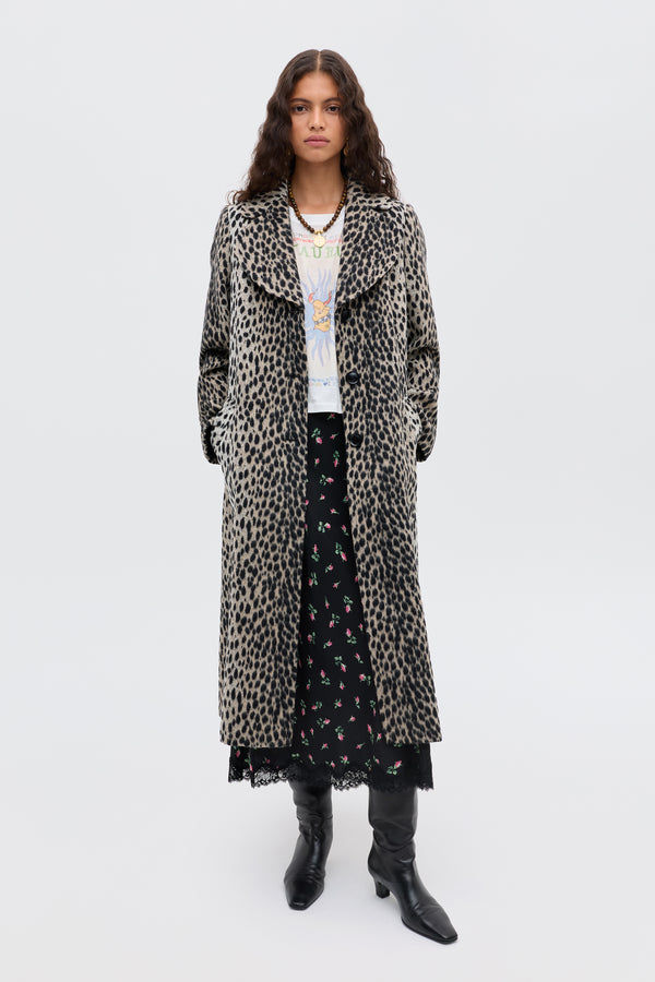 rixo Rosemary Coat Antelope Spot Jacquard Black