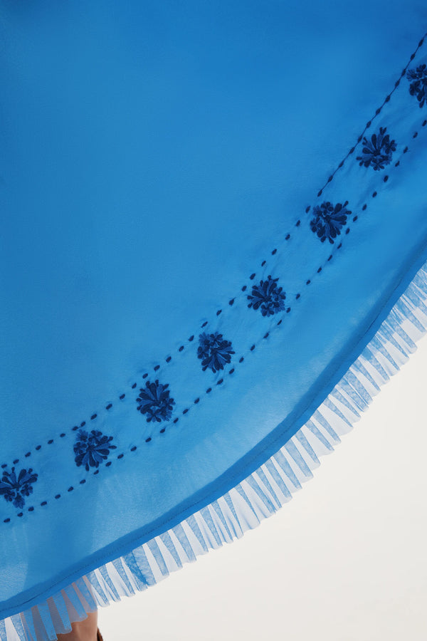 Rixo Rudy Silk Skirt Blue