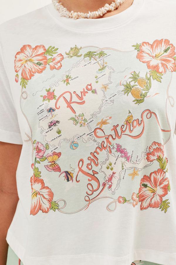 Rixo Sabria T-Shirt Ibiza Souvenir White