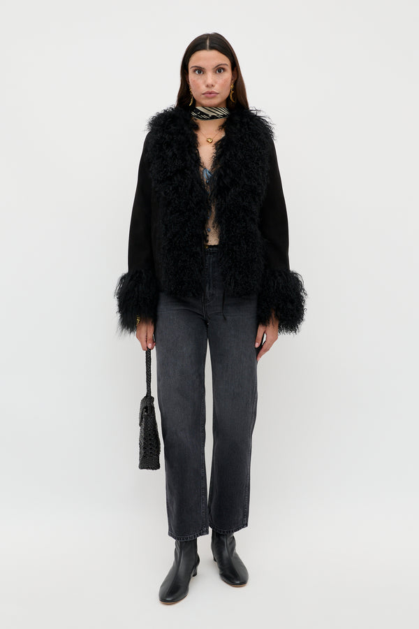 Rixo Sammy Suede Jacket Black