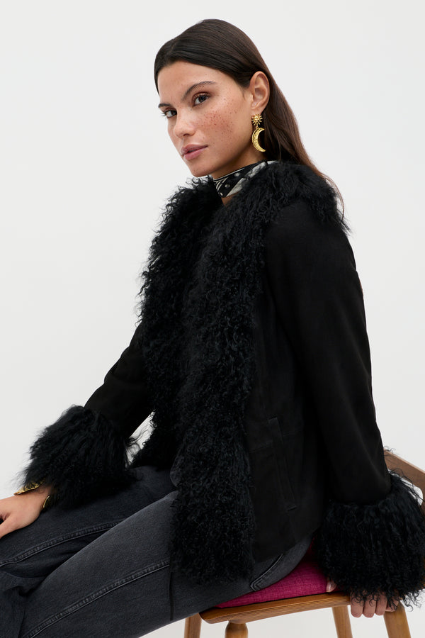 Rixo Sammy Suede Jacket Black