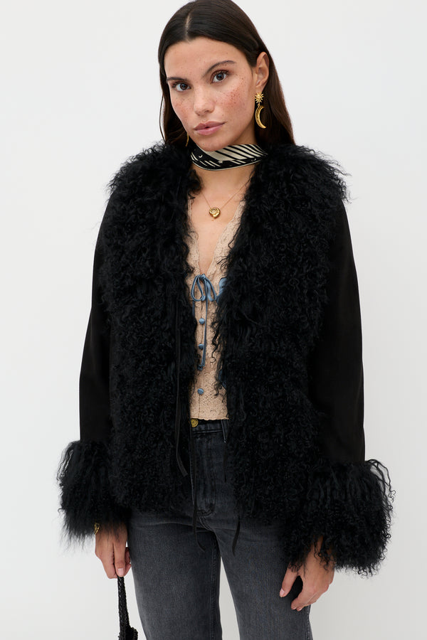 rixo Sammy Suede Jacket Black