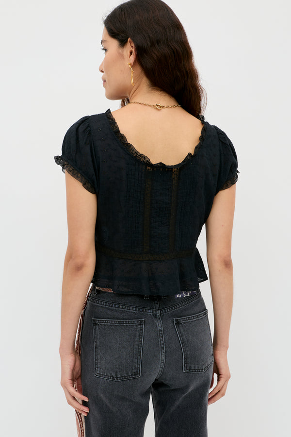 Rixo Sandi Cotton Top Black