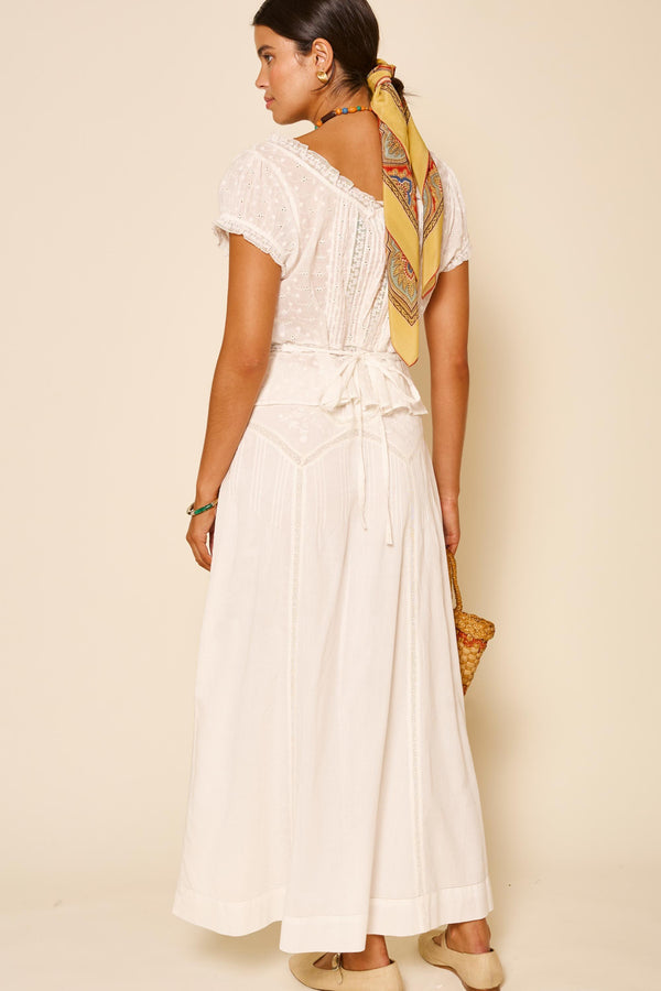 Rixo Sandi Cotton Top Ivory