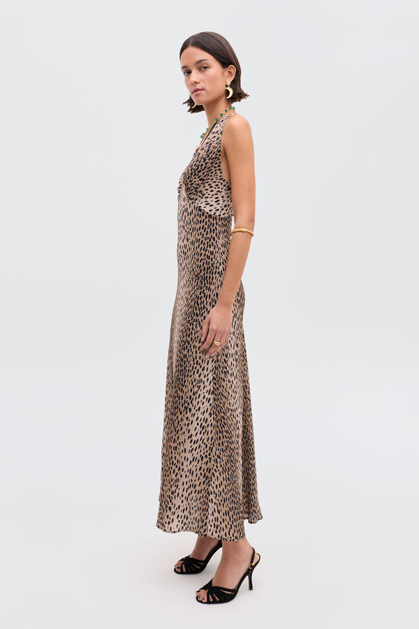 Rixo Sandrine Midi Dress Antelope Spot Black
