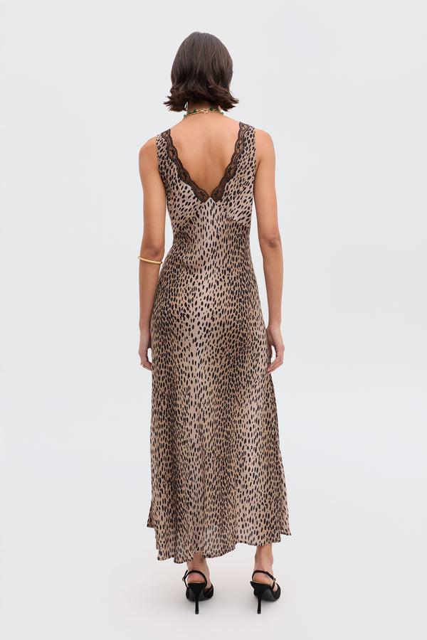 Rixo Sandrine Midi Dress Antelope Spot Black