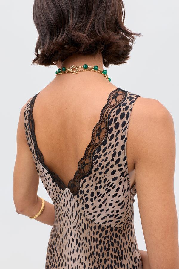 Rixo Sandrine Midi Dress Antelope Spot Black