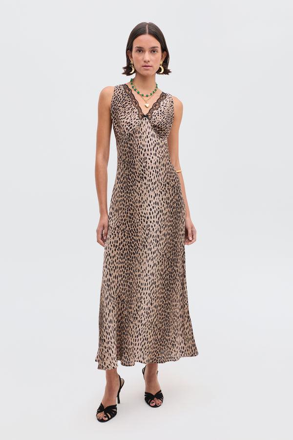 rixo Sandrine Midi Dress Antelope Spot Black
