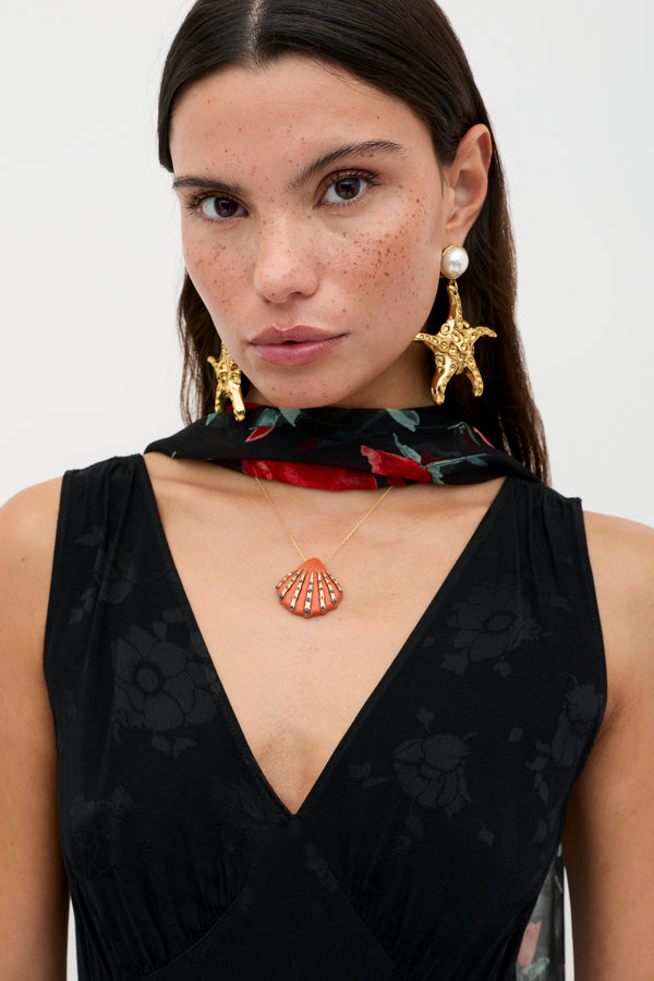 Rixo Sandrine Midi Dress Black Poppy Jacquard