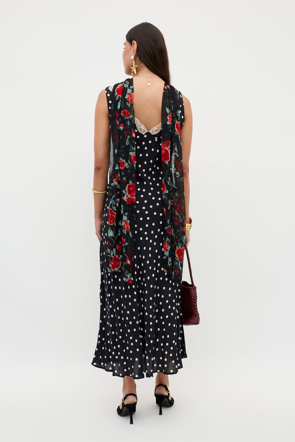 Rixo Sandrine Midi Dress Bohemia Spot Deep Navy