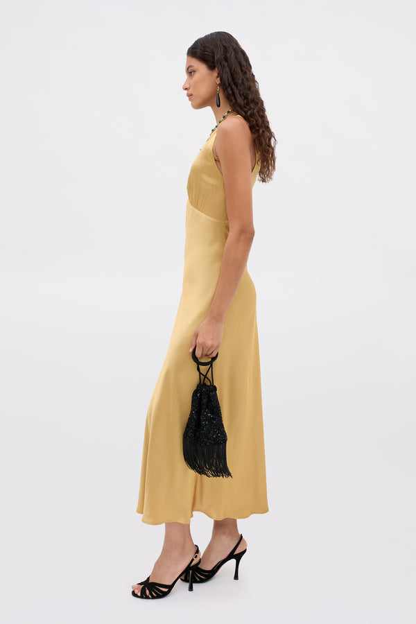 Rixo Sandrine Midi Dress Gold
