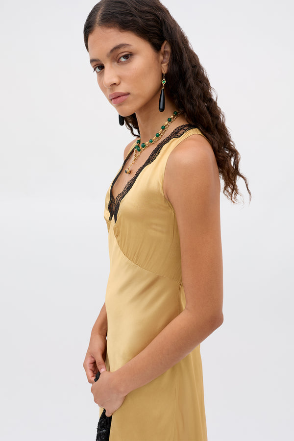 Rixo Sandrine Midi Dress Gold