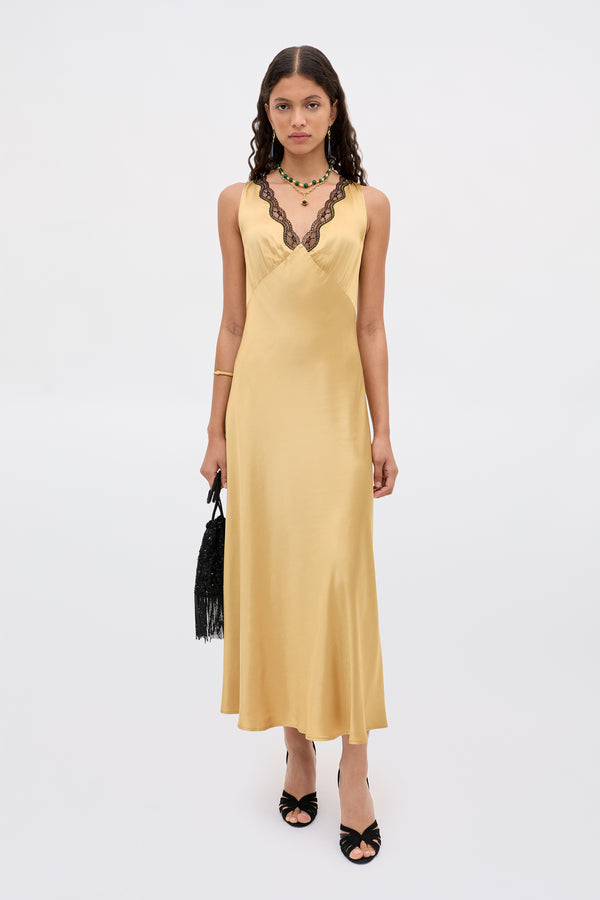 rixo Sandrine Midi Dress Gold