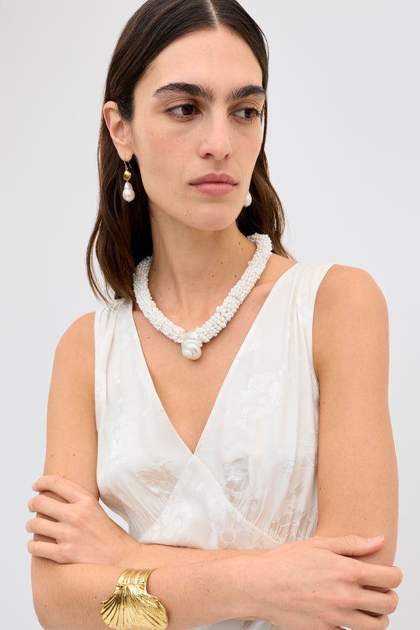 Rixo Sandrine Midi Dress Poppy Jacquard Champagne