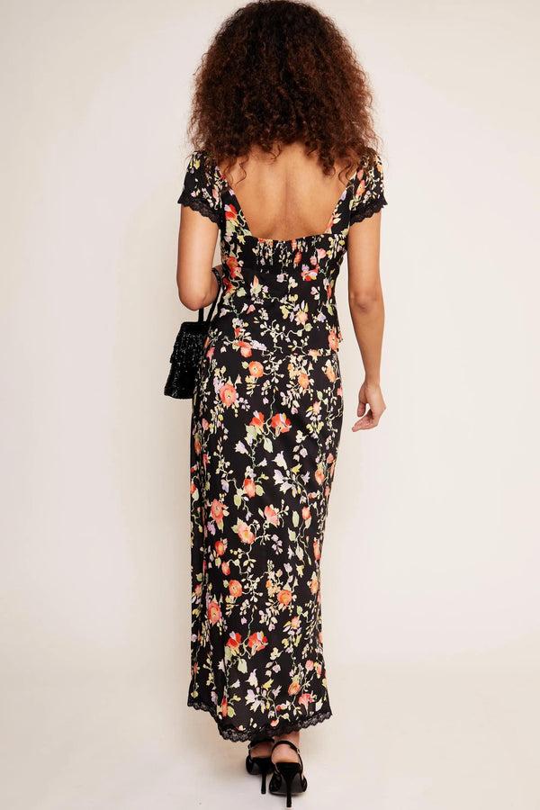 Rixo Sibilla Lace-Trim Skirt Waterblossom Black