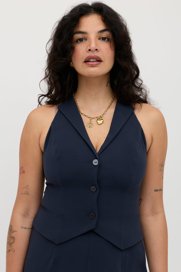 Rixo Sienna Jumpsuit Navy