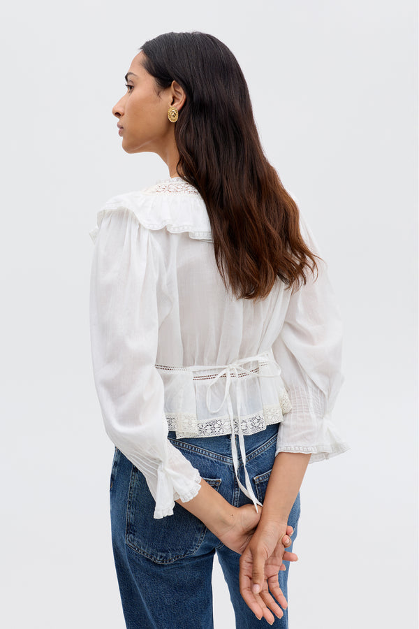 Rixo Solene Cotton Blouse Ivory