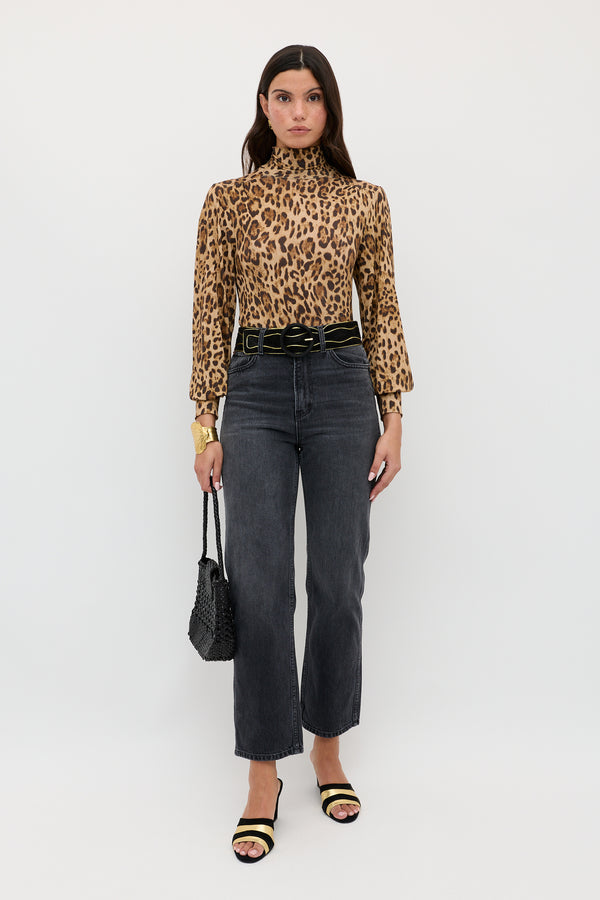 Rixo Suki Top Mila Leopard Brown