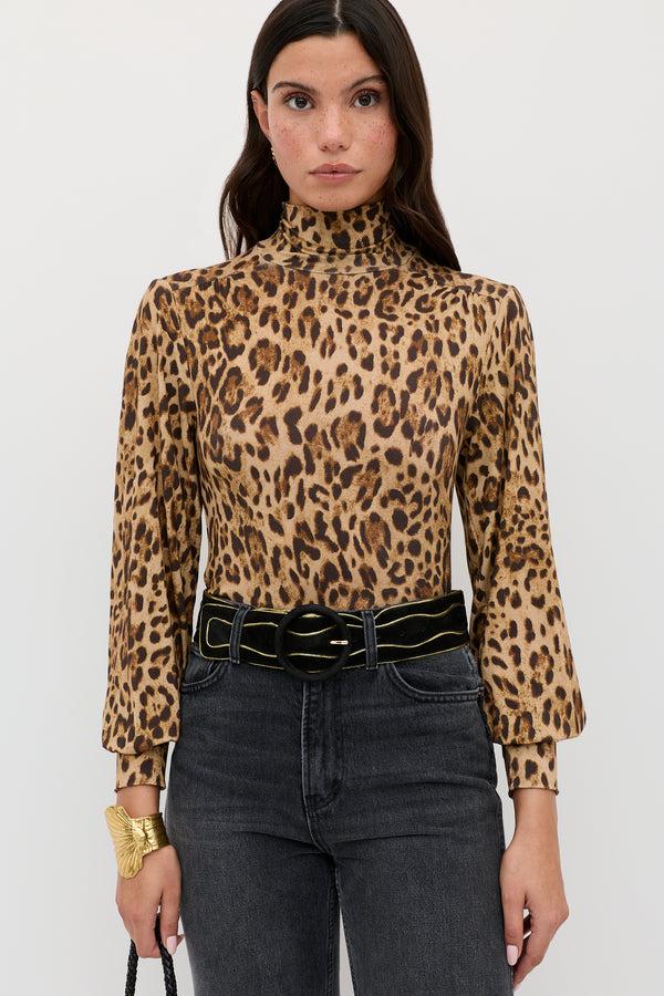 rixo Suki Top Mila Leopard Brown