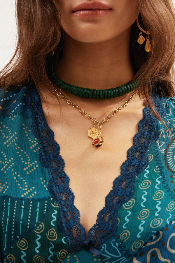 Rixo Tamsyn Necklace Green