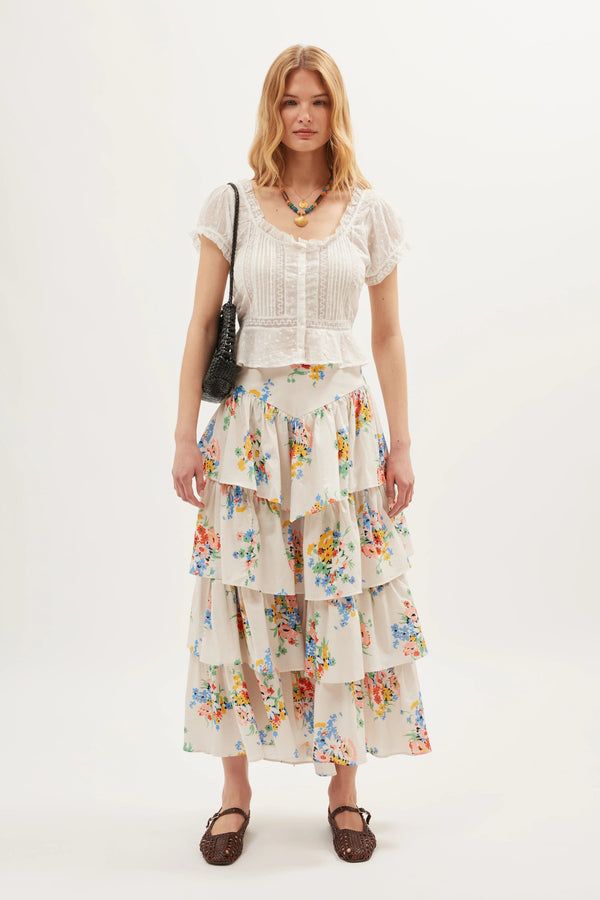 rixo Taryn Midi Skirt Darcie Vintage Cream