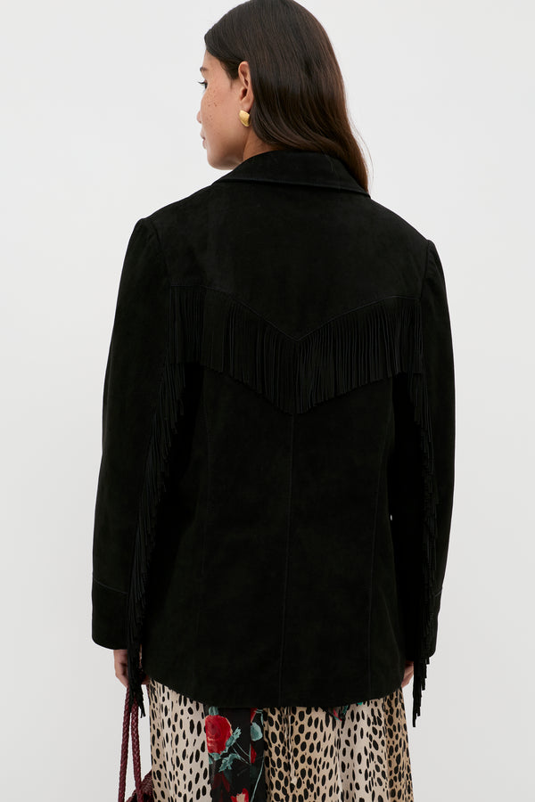 Rixo Teagan Suede Jacket Black