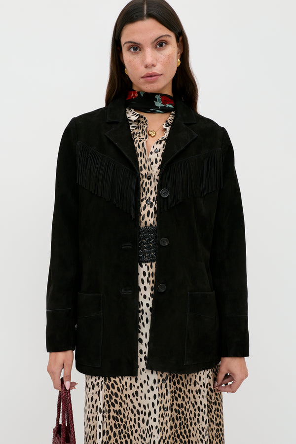 rixo Teagan Suede Jacket Black