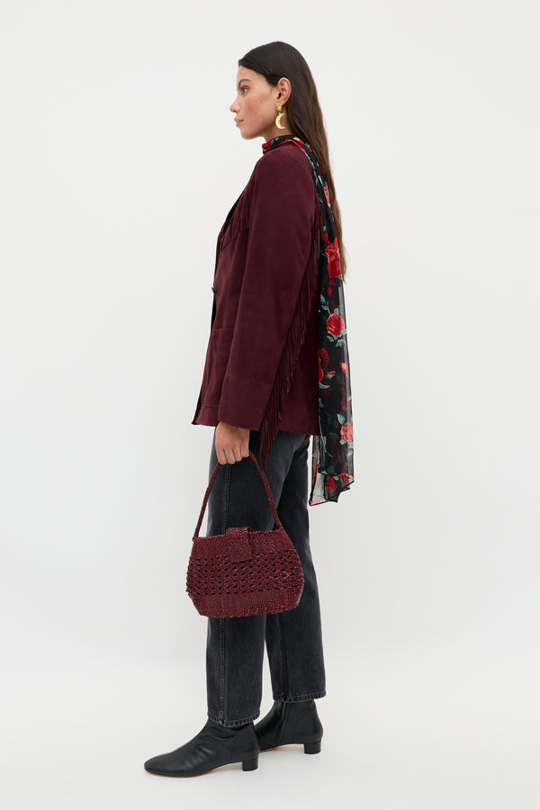 Rixo Teagan Suede Jacket Maroon