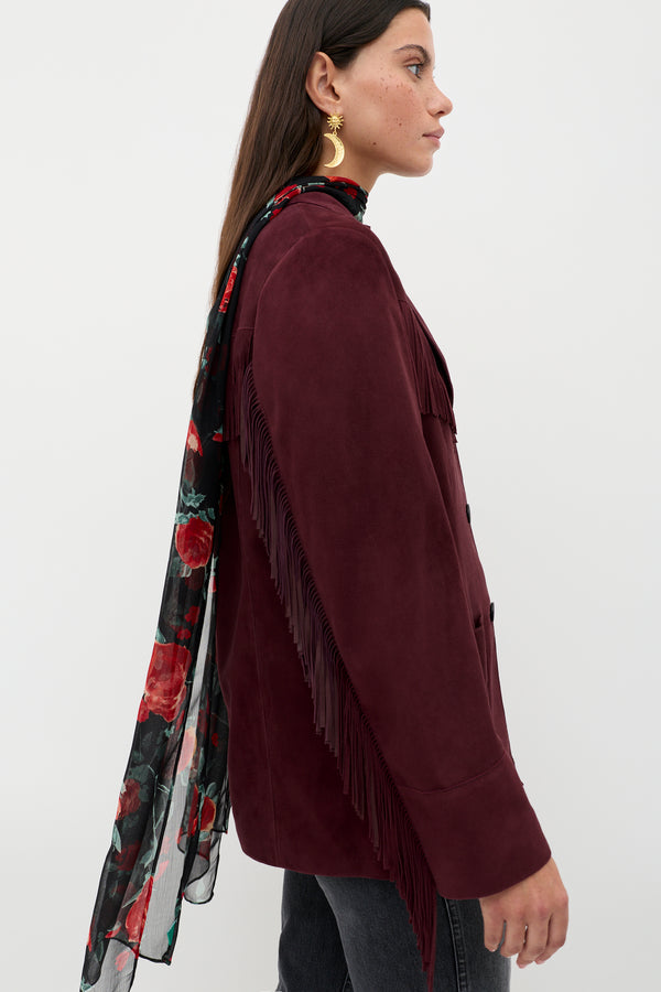 Rixo Teagan Suede Jacket Maroon