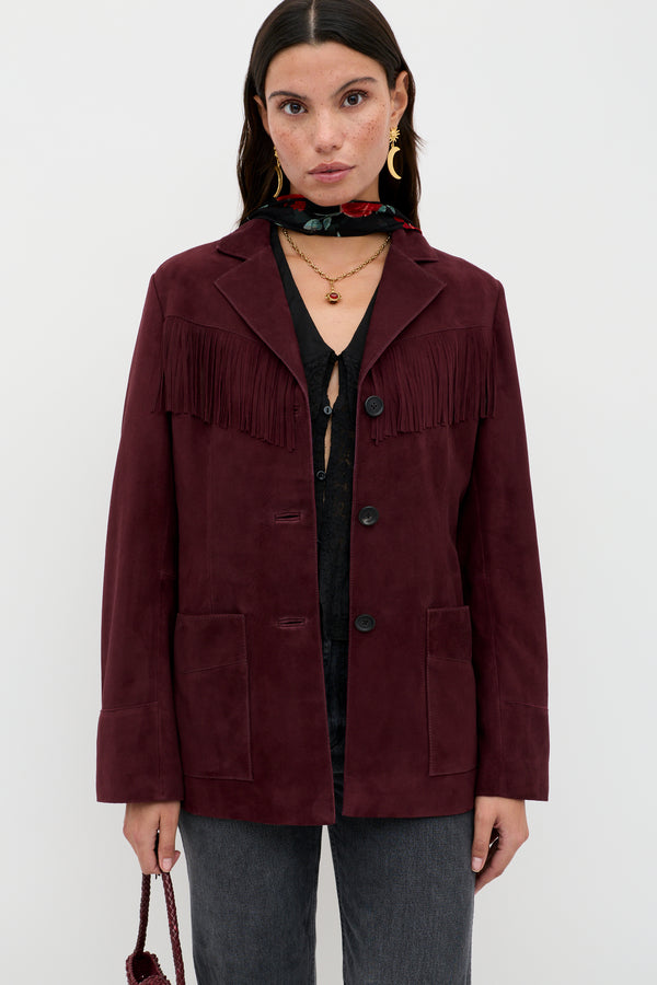 rixo Teagan Suede Jacket Maroon